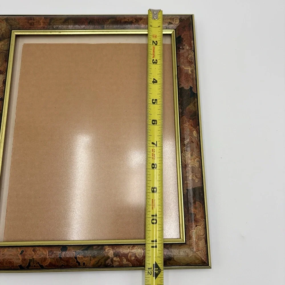 Florentine Style Picture Frame 8x10 Gold Floral Painted 1990s Vintage Wall Hang